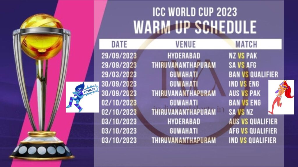 2023 World Cup Warm-Up Schedule